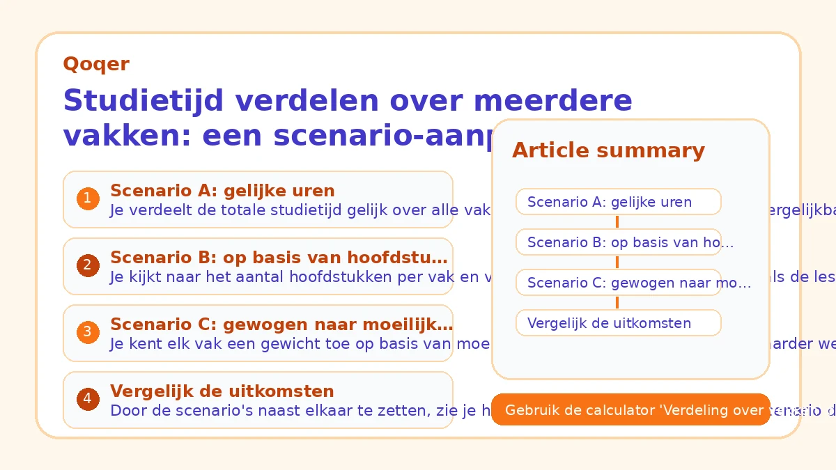 Studietijd verdelen over meerdere vakken: een scenario-aanpak